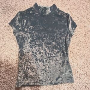 Velvet Short Sleeve Top - Black